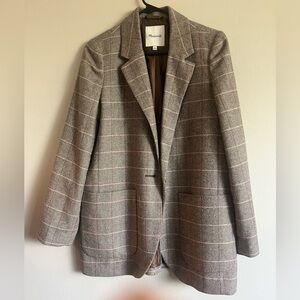 Madewell Herringbone Plaid Wool Blend Blazer – Size M